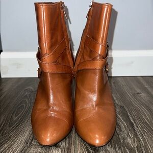 Ralph Lauren Brown Ankle Booties with Buckle Accents